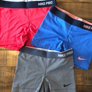 3 PAIRS OF NIKE PRO SHORTS!!!
